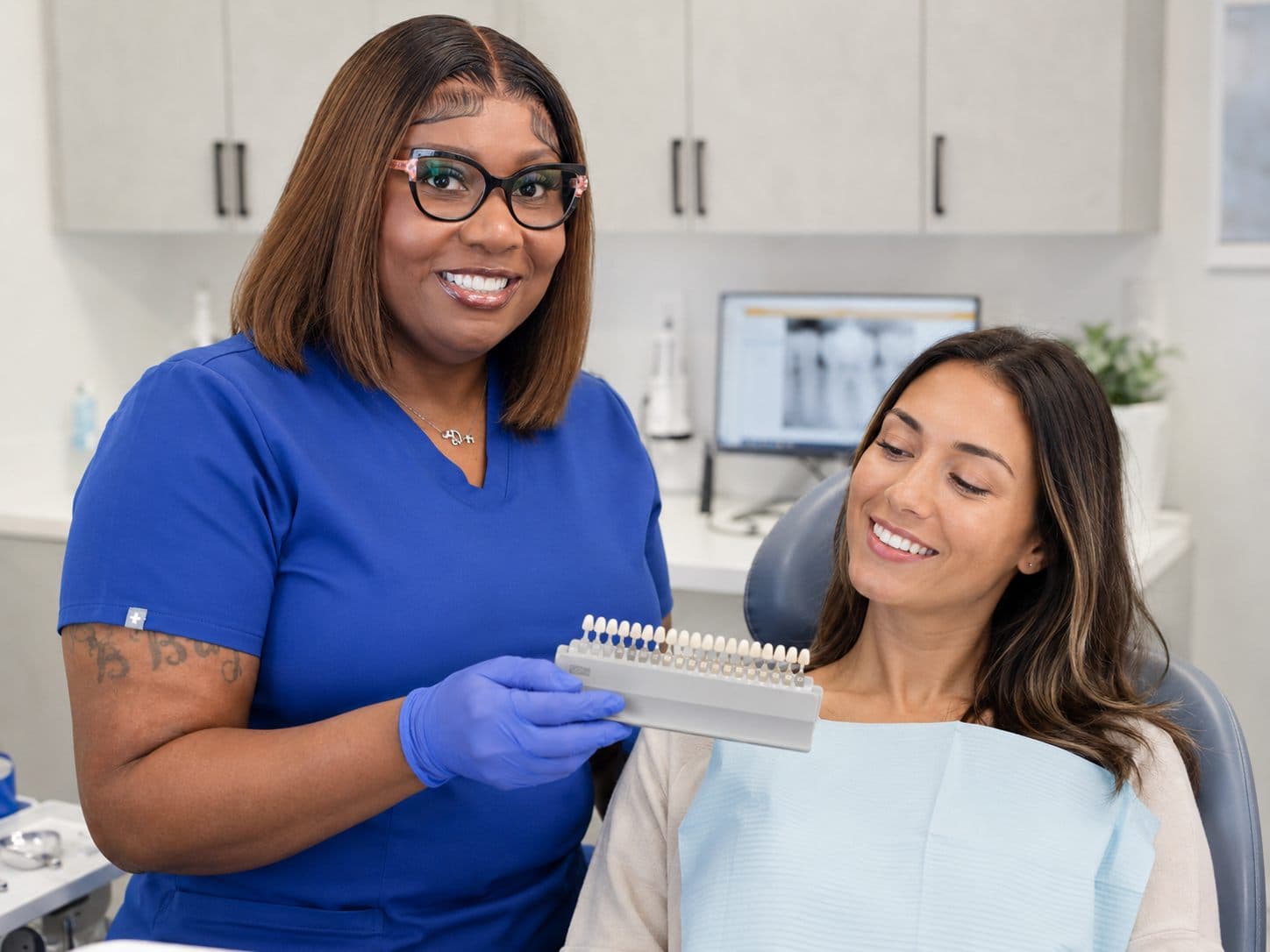 Matching tooth shades during a whitening consultation